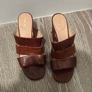 Brown heeled sandals